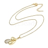 Brass Micro Pave Clear Cubic Zirconia Pendant Box Chain Necklaces for Women NJEW-U015-08G-03-1