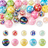 28Pcs 2 Colors UV Plating Acrylic Printed Beads FIND-TA0010-64-1