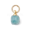 Natural Colorful Tourmaline Table Cut Cube Charms with 304 Stainless Steel Findings X-PALLOY-JF04873-3