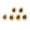 Natural Tiger Eye Teardrop Stud Earrings with Plastic Pearl Beaded EJEW-E599-05G-01-2