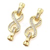 Brass with Clear Cubic Zirconia Fold Over Clasps KK-Z080-04G-1