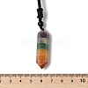 Chakra Double Terminal Pointed Bullet Shaped Stone Pendant Necklaces NJEW-Z060-01-5