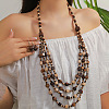 Bohemian Ethnic Style Wood Beaded Multilayer Necklaces & Dangle Earrings Sets WG82ABA-10-1