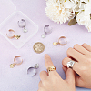 8Pcs 4 Style 304 Stainless Steel Open Cuff Rings Set with Charms RJEW-AB00009-2