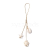 Natural Cultured Freshwater Pearl & Dyed Synthetic Turquoise & Clam Shell Mobile Straps HJEW-JM01902-2