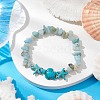 Natural Amazonite & Synthetic Turquoise Beaded Stretch Bracelets for Women BJEW-JB10750-01-2