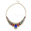 Alloy Rhinestone Bib Necklaces & Dangle Earrrings Sets for Women WG5541E-04-2