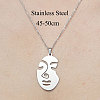 Non-Tarnish 201 Stainless Steel Hollow Abstract Face Pendant Necklace NJEW-OY001-83-3