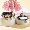 Round Natural Mixed Gemstone Beads Stretch Bracelet BJEW-JB06966-3