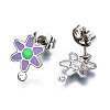 304 Stainless Steel Enamel Stud Earring Findings STAS-T052-43P-04-2