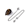 Natural Tiger Eye Dowsing Pendulum Pendants AJEW-N005-02H-2