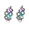 Ion Plating(IP) 304 Stainless Steel Beaded Ring Hoop Earrings for Women EJEW-P202-02MC-1