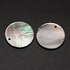 Black Lip Shell Flat Round Pendants BSHE-M019-08-2