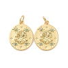 Oval with Shell Pattern Brass Micro Pave Cubic Zirconia Pendants KK-G435-10G-2