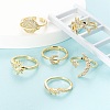 6Pcs 6 Styles Brass Micro Pave Clear Cubic Zirconia Cuff Rings RJEW-LS0001-34G-2