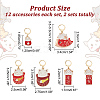 12Pcs 6 Style Alloy Enamel Fortune Cat Charm Locking Stitch Markers HJEW-PH01640-2