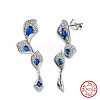 925 Sterling Silver Cubic Zirconia Leaf Stud Earrings EJEW-L294-011P-1