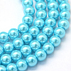 Baking Painted Pearlized Glass Pearl Round Bead Strands HY-Q003-14mm-48-1