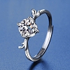 Rhodium Plated 925 Sterling Silver Moissanite Rhinestone Adjustable Rings for Women AJEW-U007-21P-2