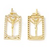 Rack Plating Brass Micro Pave Clear Cubic Zirconia Pendants ZIRC-I058-23G-2