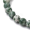 Natural Green Spot Jasper Round Beaded Stretch Bracelets for Women Men BJEW-JB11369-3