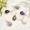  6Pcs 6 Styles Natural Gemstone Copper Wire Wrapped Pendants G-NB0003-75-2