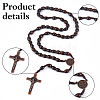 2Pcs Zinc Alloy & Wood Jesus Cross Rosary Bead Necklaces NJEW-DC0001-14-4