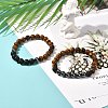 Round Natural & Synthetic Gemstone Beads Stretch Bracelet Set BJEW-JB07030-4