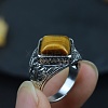 Rhombus Natural Tiger Eye Finger Rings PW-WGACAC0-02-1