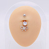 304 Stainless Steel Micro Pave Cubic Zirconia Belly Rings WGADED5-37-1