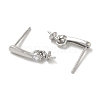 Rhodium Plated 925 Sterling Silver Micro Pave Cubic Zirconia Stud Earring Findings STER-P056-06P-2