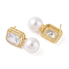 Rack Plating Brass Micro Pave Clear Cubic Zirconia Stud Earrings for Women EJEW-G394-22G-2