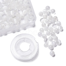 100Pcs 8mm Natural Selenite Beads DIY-LS0002-17