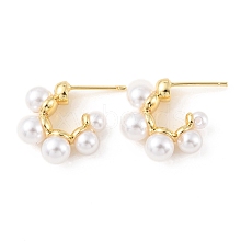 Plastic Pearl Beaded Half Round Stud Earrings EJEW-C060-05G