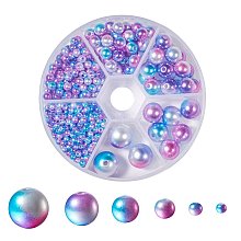 Rainbow ABS Plastic Imitation Pearl Beads OACR-YW0001-03F