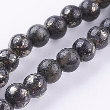 Natural Pyrite Beads Strands G-P303-01-6mm-16