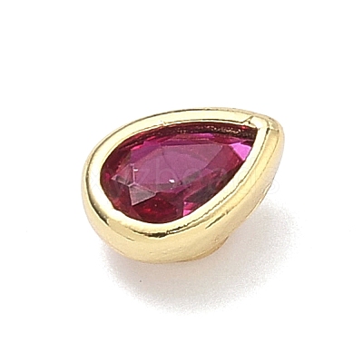 Teardrop Brass Micro Pave Cubic Zirconia Cabochons KK-P345-13G-B05-1