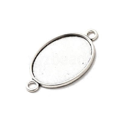 Antique Silver Tibetan Style Alloy Flat Oval Cabochon Connector Settings TIBE-M022-05AS-1