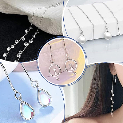 Anti-Tarnish 3 Pairs Rhodium Plated 925 Sterling Silver Stud Earring Findings STER-BBC0006-73A-1
