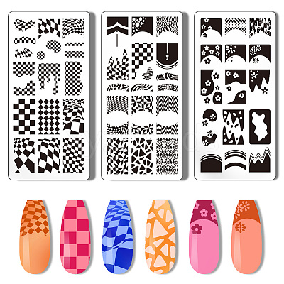 Stainless Steel DIY Nail Art Templates MRMJ-WH0092-017-1