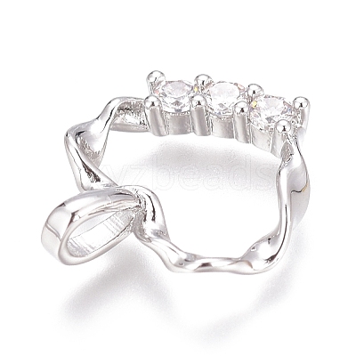 Brass Micro Pave Clear Cubic Zirconia Charms ZIRC-O035-28P-1
