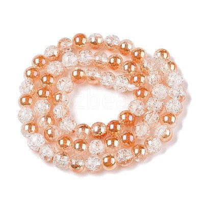Electroplated Crackle Glass Beads Strands X-EGLA-N014-6mm-01-1