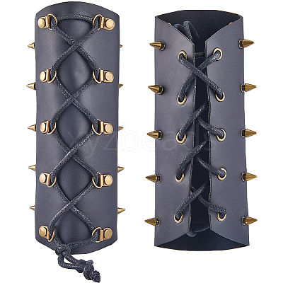 Adjustable PU Leather Cord Bracelet with Wax Cord AJEW-WH0415-24C-1