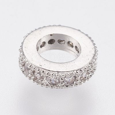 Brass Micro Pave Cubic Zirconia Rondelle European Beads LS-ZIRC-F083-094P-RS-1