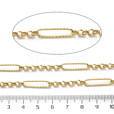 304 Stainless Steel Textured Rectangle with Rolo Chains CHS-R020-07G-02-1