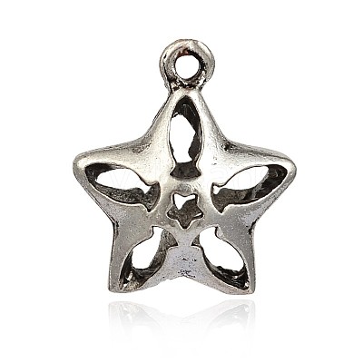 Hollow Tibetan Style Alloy Star Pendants PALLOY-J577-26AS-1
