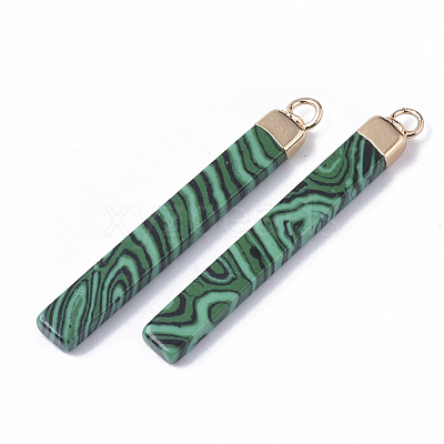 Top Golden Plated Synthetic Malachite Pendants G-S359-028C-1