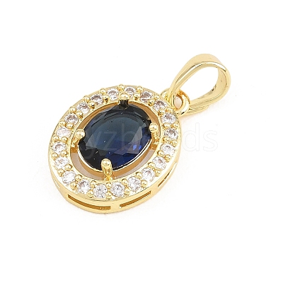 Brass Micro Pave Blue Cubic Zirconia Pendants KK-E798-15G-1