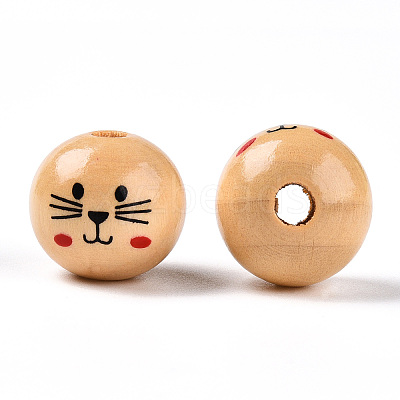 Natural Wood European Beads WOOD-S055-16A-1