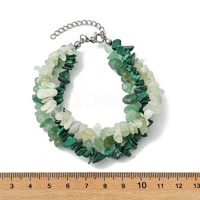 Natural Mixed Gemstone Chips Beaded Multi-strand Bracelets for Women BJEW-JB13986-01-1